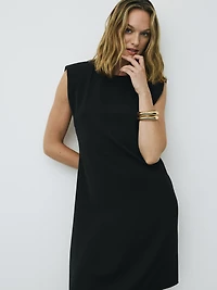 Sleeveless Midi Dress with Shoulder Pads