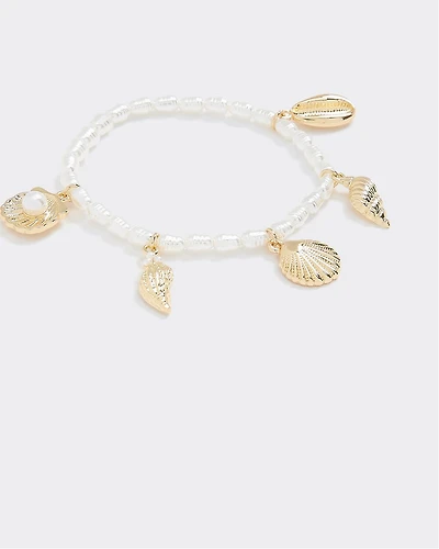 Pearl Bracelet with Seashell Charms