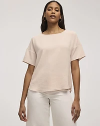 Short-Sleeve Crew-Neck T-Shirt Blouse