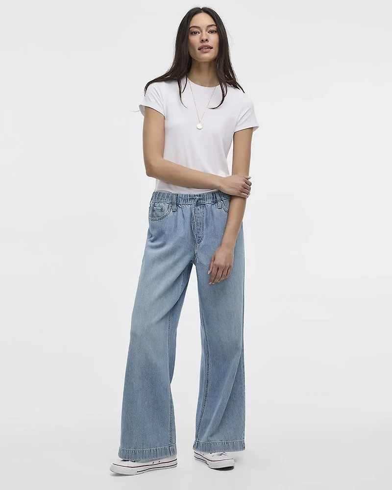 Wide-Leg Mid-Rise Jean with Drawstring