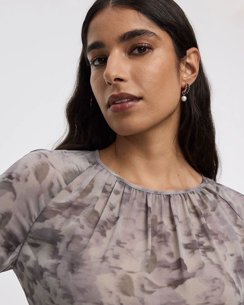 Long-Sleeve Crew-Neck Peplum Blouse