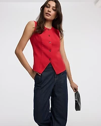 Veste sans manches à col rond