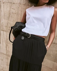 Faux Leather Belt with Round Buckle