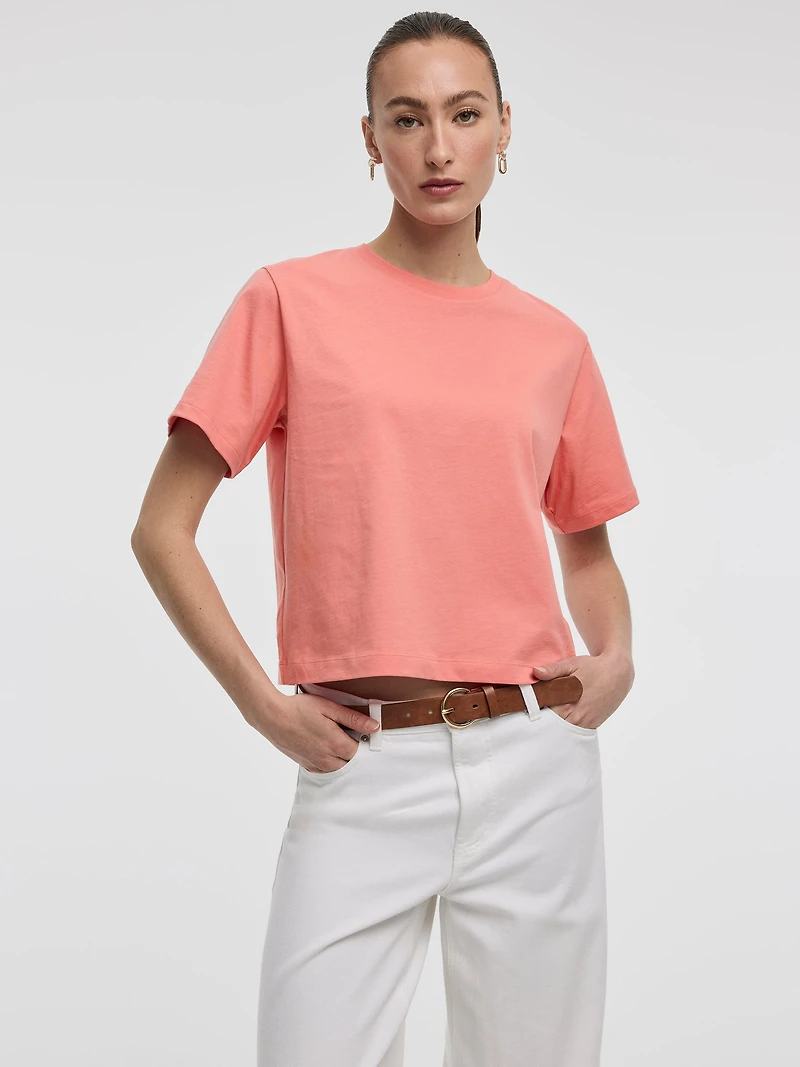 T-shirt boxy à col rond