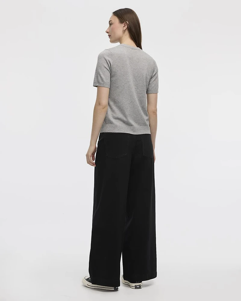 Short-Sleeve Buttoned-Down Cardigan