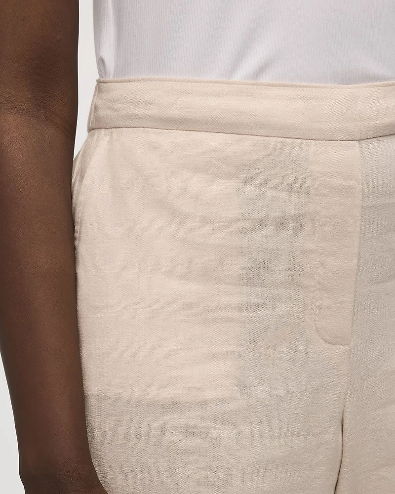 Cropped Wide-Leg Linen-Blend Pant - Petite