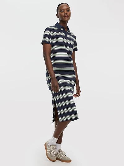 Striped Short-Sleeve Polo Dress - Hyba