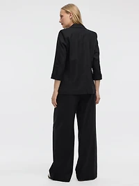 Veston en lin ouvert avec manches 3/4