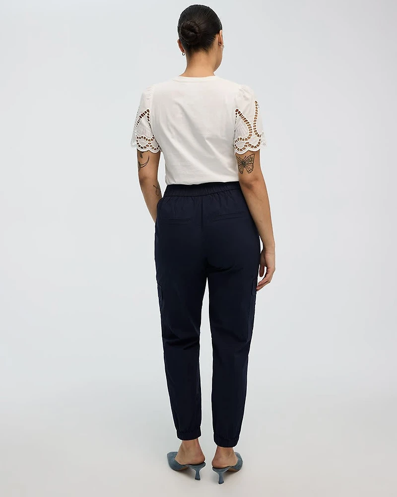 Pantalon jogger en popeline avec poches cargo - Long