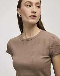 Fitted Crew-Neck Ribbed T-Shirt