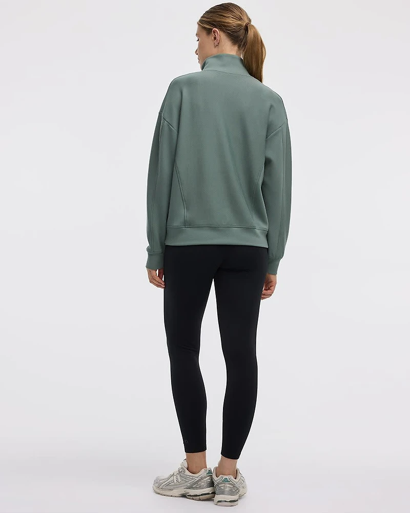 Long-Sleeve Sweater with Half-Zip Mock Neckline - Hyba