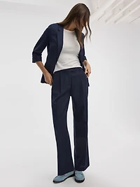 Linen-Blend Straight-Leg High-Rise Pant
