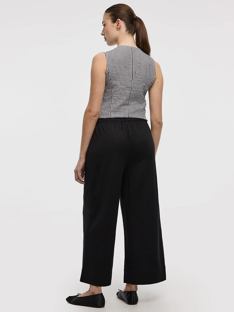 Pantalon court en tricot piqué à jambe large