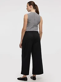 Pantalon court en tricot piqué à jambe large