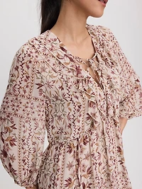 Robe maxi à col V volants