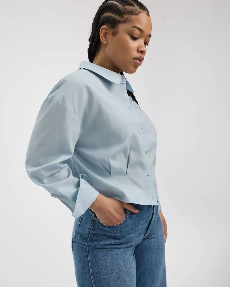 Long-Sleeve Shirt with Cinched Waist