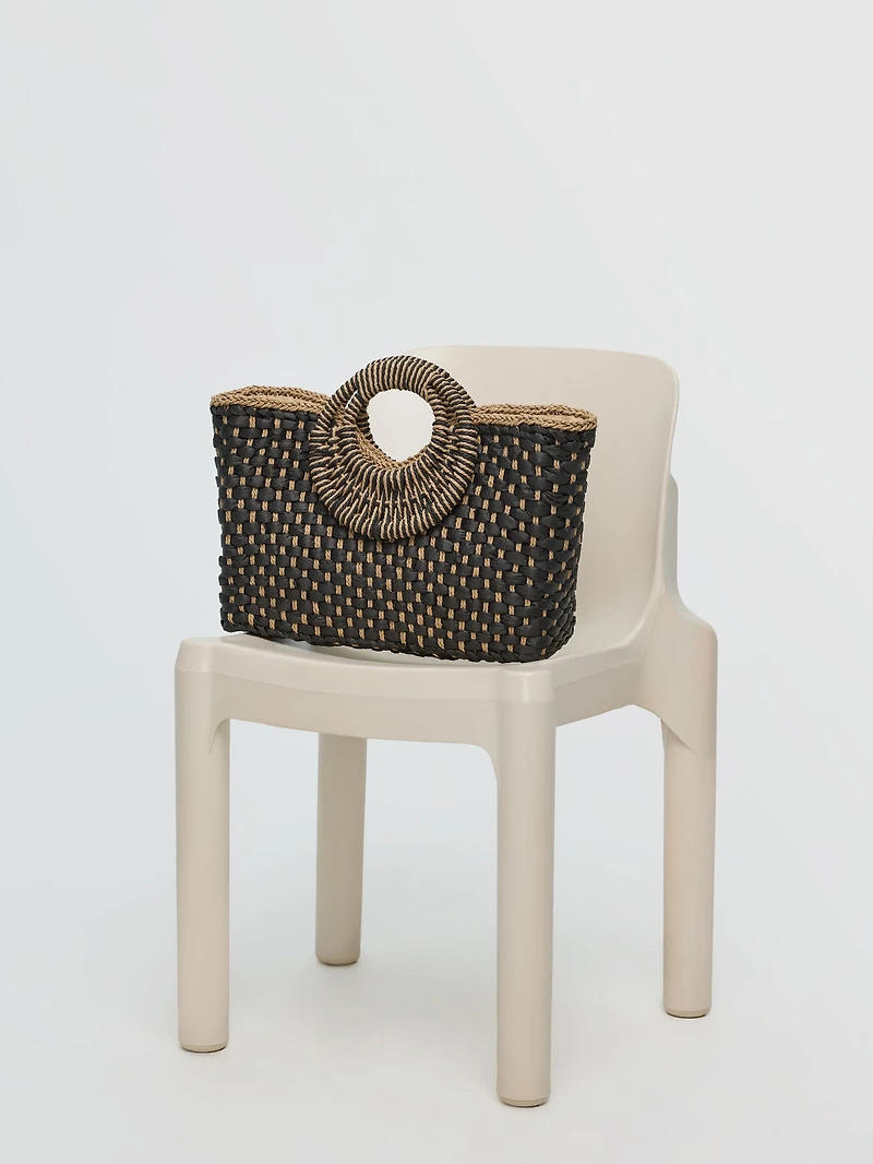 Two-Tone Straw Bag