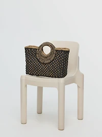 Two-Tone Straw Bag