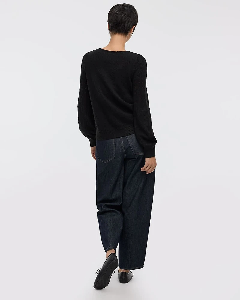 Long-Balloon-Sleeve V-Neck PlushSoft Sweater