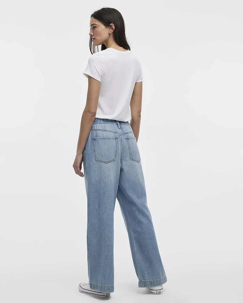 Wide-Leg Mid-Rise Jean with Drawstring
