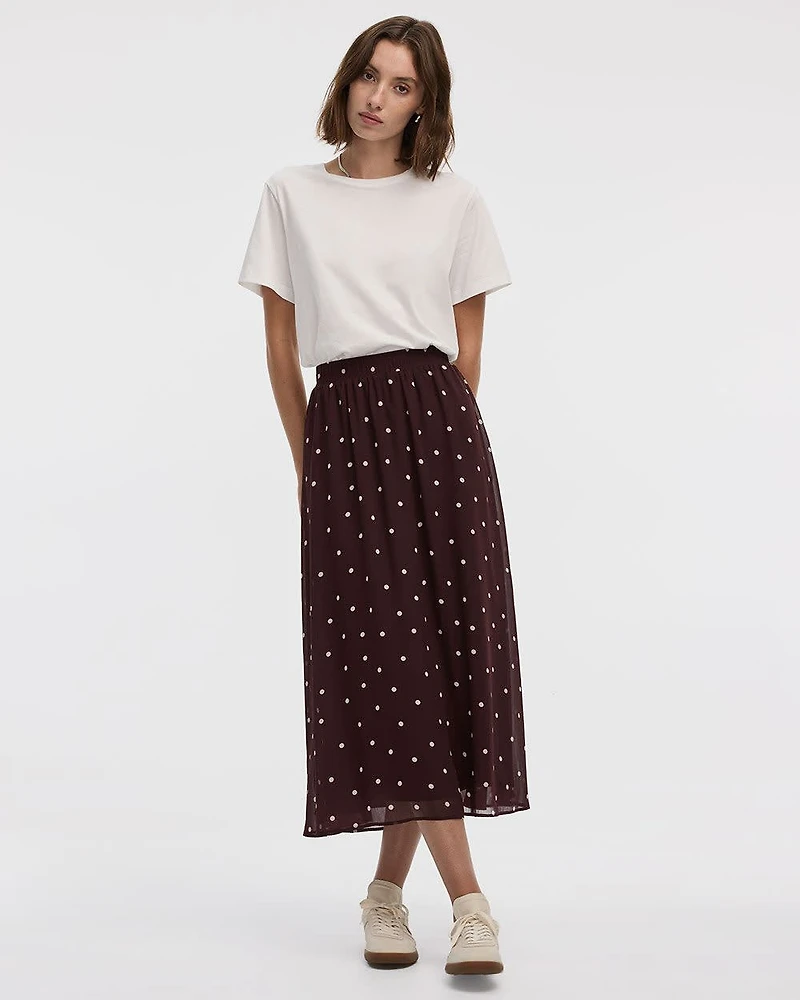 Pleated-Chiffon Midi Skirt