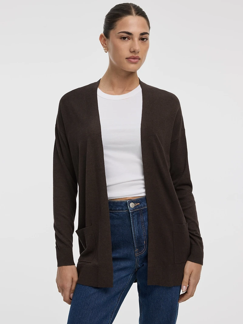 Long-Sleeve Open Cardigan with Pockets - R Essentials
