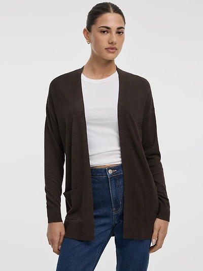 Long-Sleeve Open Cardigan with Pockets - R Essentials
