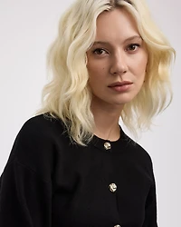 Long-Sleeve Crew-Neck Waisted Cardigan