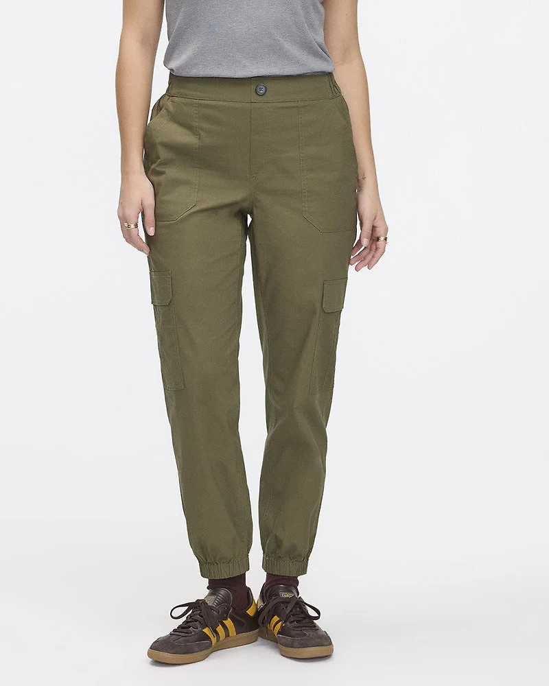 Pantalon jogger en popeline avec poches cargo - Long