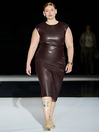 Faux Leather Midi Dress