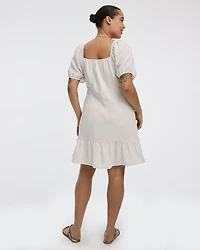 Short-Puffy-Sleeve Dress with Sweetheart Neckline