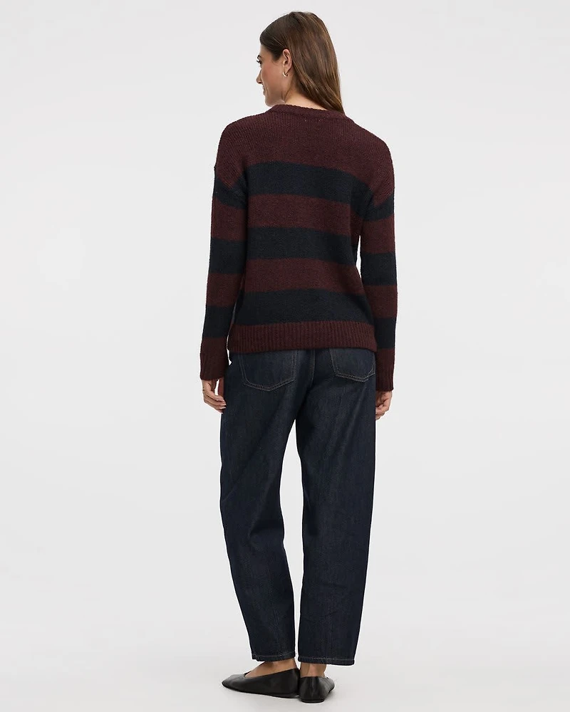 Long-Sleeve Crew-Neck Fluffy-Knit Sweater