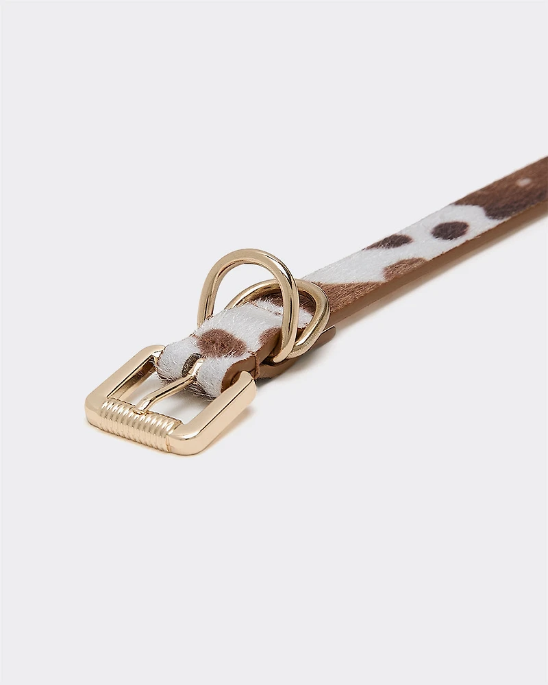 Ceinture en faux cuir à motif peau de vache