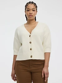 Cardigan ample à manches aux coudes et col V