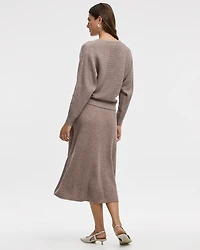 Pull côtelé à manches longues dolman et col V