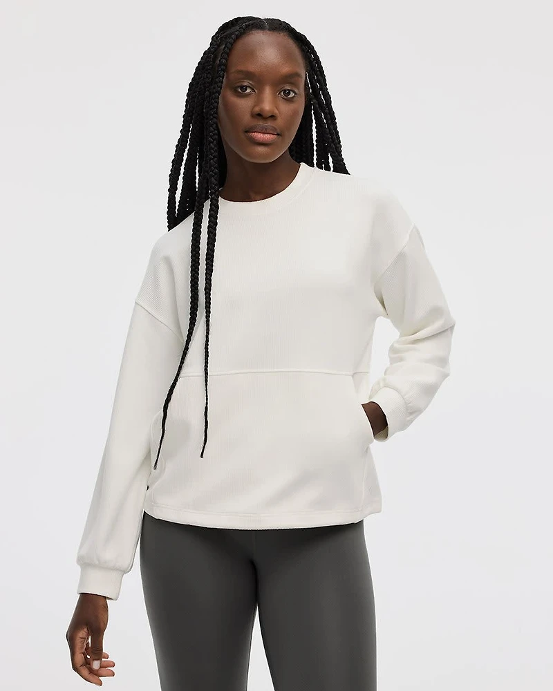 Long-Sleeve Crew-Neck Ottoman Pullover - Hyba