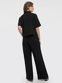 Short-Sleeve Blouse with Shirt Collar