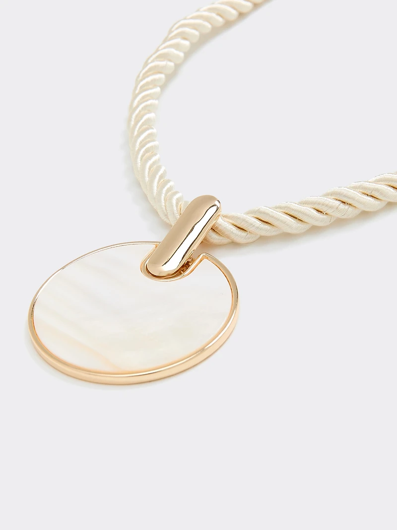 Chunky Cord Necklace with Mother-of-Pearl Pendant