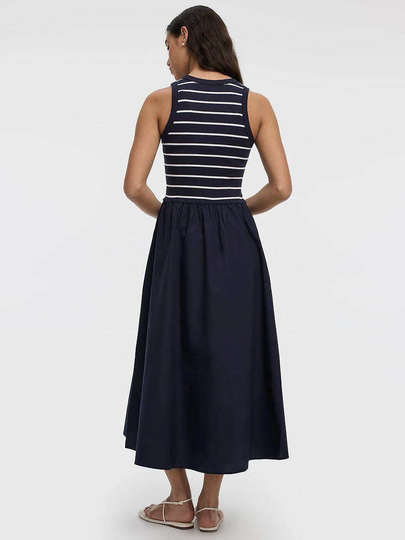 Sleeveless Mix-Media Maxi Dress