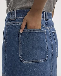 Midi A-Line Buttoned-Down Denim Skirt