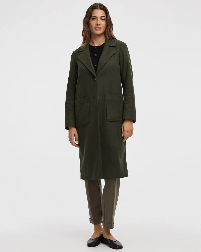 Long Coat with Two-Button Closure