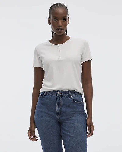 Ribbed Henley T-Shirt