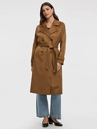 Faux Suede Trench Coat