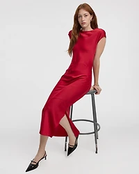 Cap-Sleeve Crew-Neck Maxi Dress