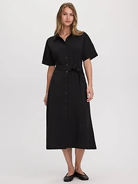 Short-Sleeve Midi Shirtdress