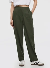 Pantalon en mélange de lin à jambe ballon