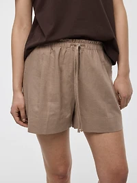 Short en mélange de lin à taille élastique