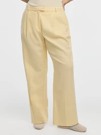 Linen-Blend Straight-Leg High-Rise Pant - Curvy Fit