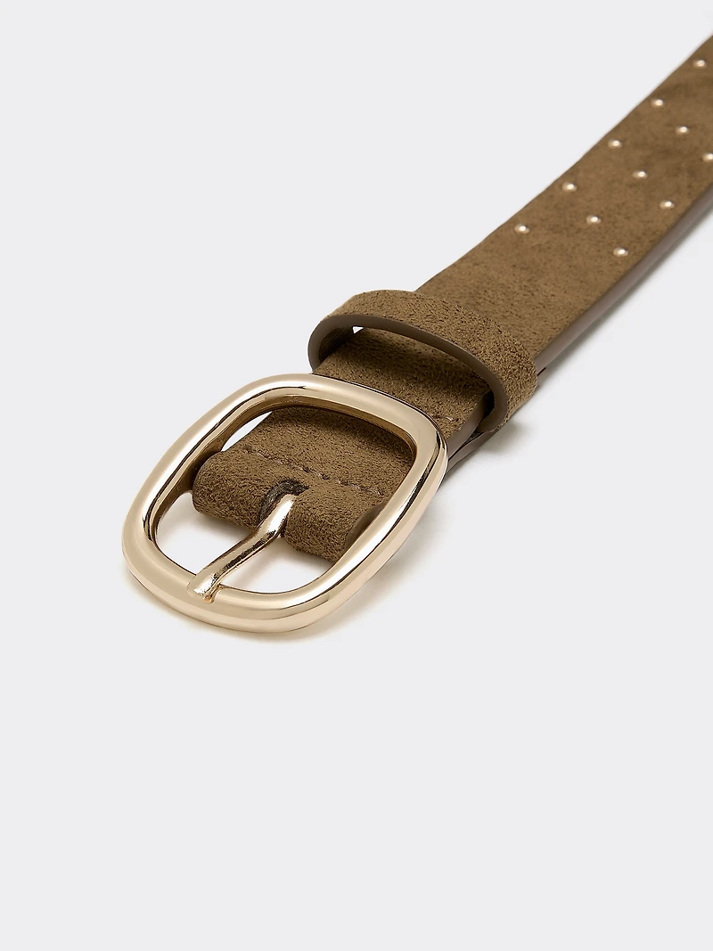 Studded Faux Suede Belt