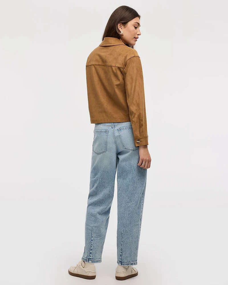 Cropped Faux-Suede Jacket
